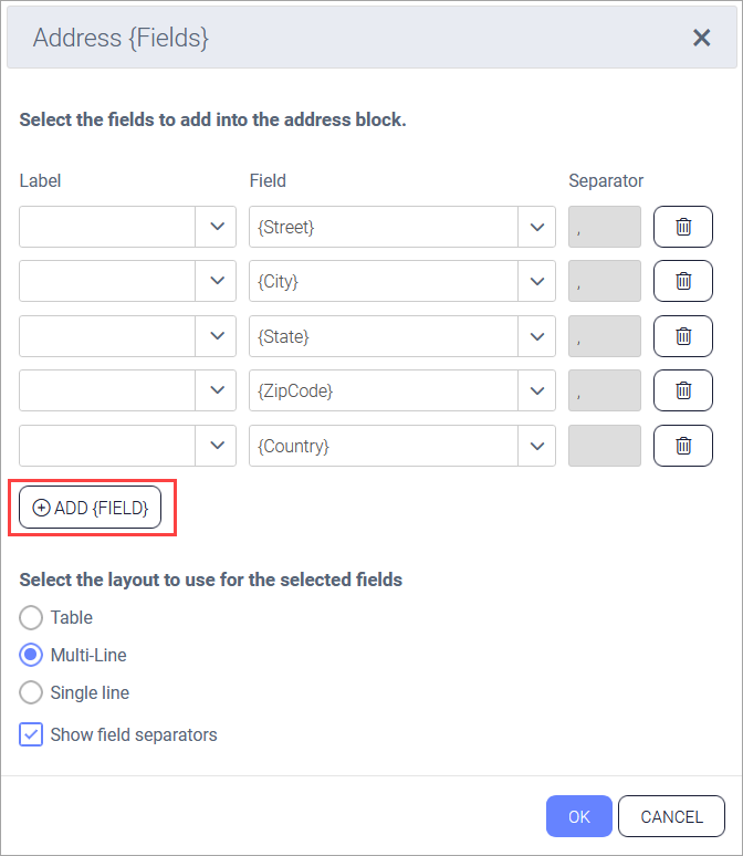 Working with the Address {Fields} signature element Exclaimer Knowledge Base